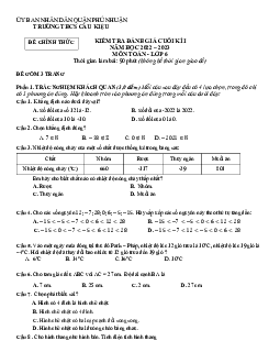Đề cuối kì 1 Toán 6 năm 2022 – 2023 trường THCS Cầu Kiệu – TP HCM
