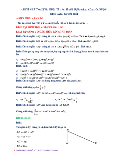 Chuyên đề ứng dụng thực tế các tỉ số lượng giác của góc nhọn, thực hành ngoài trời