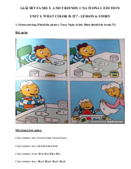 Giải SBT tiếng Anh lớp 1 Unit 1 What color is it? Lesson 6 | Family & Friends