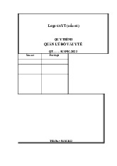 Quy trình quản lý đồ vải y tế tại bệnh viện | Tài liệu kiểm soát nhiễm khuẩn