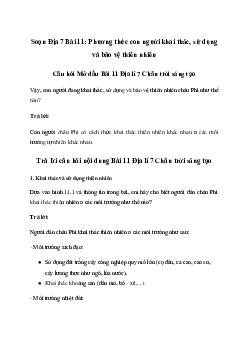 Giải Địa lí 7 Bài 11: Phương thức con người khai thác, sử dụng và bảo vệ thiên nhiên châu Phi | Chân trời sáng tạo