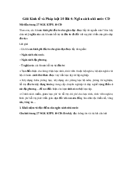 Giải Kinh tế và Pháp luật 10 Bài 5: Ngân sách nhà nước CD