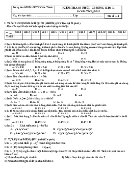 Kiểm tra 45 phút chương 2 Đại số và Giải tích 11 trung tâm GDNN – GDTX Châu Thành – Hậu Giang