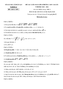 Đề thi vào 10 chuyên môn Toán (chung – XH) năm 2023 – 2024 sở GD&ĐT Nam Định