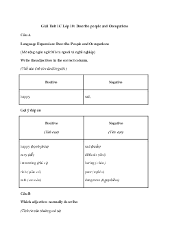 Giải Tiếng Anh 10 Unit 1C: Describe people and Occupations | Explore New Worlds