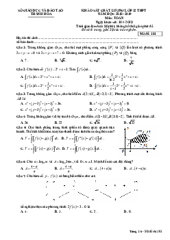 Đề khảo sát chất lượng Toán 12 năm học 2018 – 2019 sở GD&ĐT Thanh Hóa