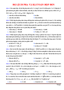 TOP 40 câu trắc nghiệm độ lệch pha và bài toán hộp đen (có đáp án)