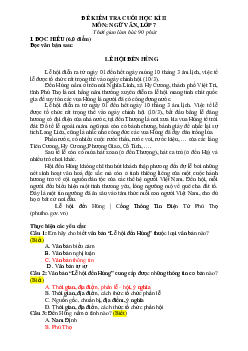 Bộ đề kiểm tra học kỳ 2 Ngữ văn 7 Cánh diều (có đáp án ma trận)