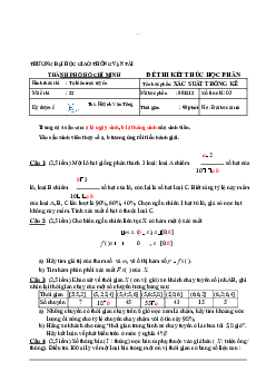 Đề thi Xác Suất Thống Kê Hệ Đại Trà | Trường Đại học Giao thông Vận Tải
