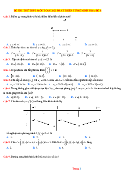 Đề luyện thi tốt nghiệp môn Toán 2023 bám sát minh họa (có lời giải)-Đề 8