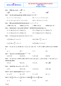Bộ Đề Thi Thử Tốt Nghiệp Môn Toán 2022 Bám Sát Đề Tham Khảo Có Lời Giải Chi Tiết