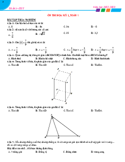 Đề cương ôn thi học kỳ 1 Toán 7 năm học 2022 – 2023 (Chân Trời Sáng Tạo)