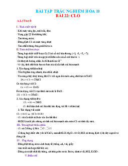 Trắc nghiệm clo hóa 10 có đáp án