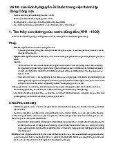 Vai trò của Nguyễn Ái Quốc trong thành lập Đảng Cộng sản Việt Nam (1921-1930) | Môn Lịch sử Đảng Cộng Sản Việt Nam - Đại học Kinh Tế Quốc Dân