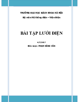 Ngân hàng bài tập lưới điện (có đáp án) hay, hấp dẫn nhất