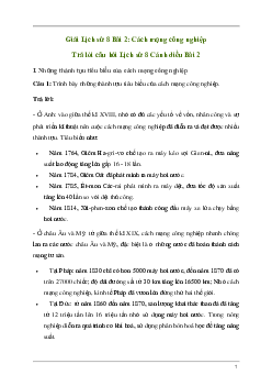 Giải Lịch sử 8 Bài 2: Cách mạng công nghiệp | Cánh diều
