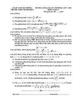 Đề thi sát hạch lần 1 năm học 2017 – 2018 môn Toán 11 trường THPT Thanh Miện – Hải Dương