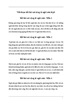 Tập làm văn lớp 5: Kết bài mở rộng tả ngôi nhà (5 mẫu)