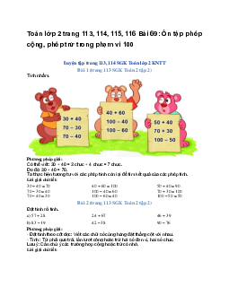 Toán lớp 2 trang 113, 114, 115, 116 Bài 69: Ôn tập phép cộng, phép trừ trong phạm vi 100 | Kết nối tri thức
