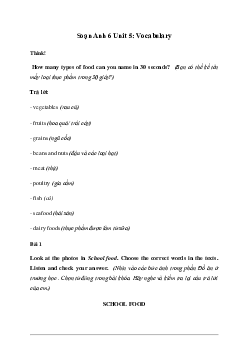 Giải Tiếng Anh 6 Unit 5: Vocabulary - Friends Plus