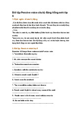 Bài tập Passive voice câu bị động tiếng anh lớp 9