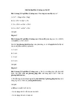 Hóa học 12 - Đồng và một số hợp chất của đồng