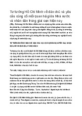 Tư tưởng Hồ Chí Minh về dân chủ và yêu cầu củng cố mối quan hệ giữa Nhà nướcvà nhân dân trong giai đoạn hiện nay