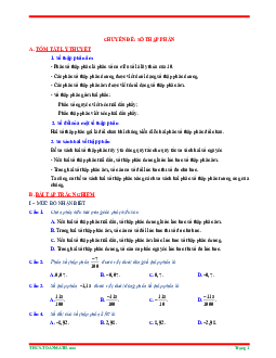 Tóm tắt lý thuyết và bài tập trắc nghiệm số thập phân