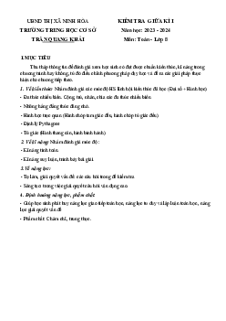 Đề giữa học kì 1 Toán 8 năm 2023 – 2024 trường THCS Trần Quang Khải – Khánh Hòa