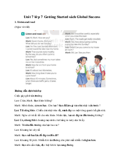 Unit 7 lớp 7 Getting Started sách Global Success