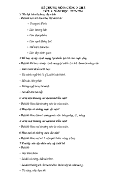 Đề cương ôn tập học kì 1 môn Công nghệ 4 sách Cánh diều