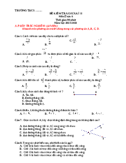 Đề thi giữa học kì 2 môn Toán 6 năm 2023 - 2024 sách Kết nối tri thức với cuộc sống | Đề 7