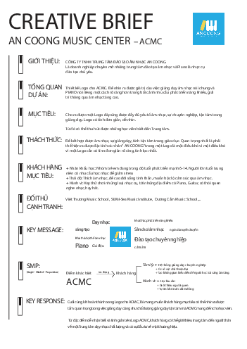 Bài tập "Creative brief an coong music center – ACMC"