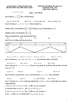 Nội dung ôn tập học kì 1 Toán 12 năm 2020 – 2021 trường THPT Trần Phú – Hà Nội