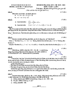 Đề thi học kỳ 1 Toán 8 năm 2019 – 2020 phòng GD&ĐT Quận 5 – TP HCM