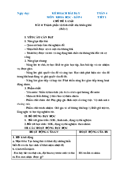 Giáo án Khoa học lớp 4 Tuần 4 | Chân trời sáng tạo