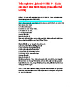 Trắc nghiệm Lịch Sử 11 - Bài 11: Cuộc Cải Cách của Minh Mạng (nửa đầu thế kỉ XIX)