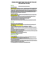 Phong CÁCH NGHỆ THUẬT CỦA CÁC NHÀ THƠ (GIỚI HẠN THI HSG)