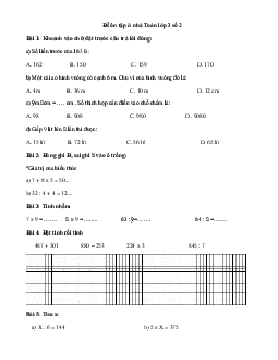 Đề ôn tập ở nhà Toán lớp 3 số 2