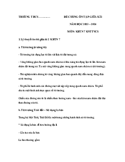 Đề cương ôn tập giữa học kì 2 môn Khoa học tự nhiên 7 sách Kết nối tri thức với cuộc sống