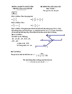 Đề kiểm tra giữa học kì 1 Toán 7 năm 2021 – 2022 trường THCS Nguyễn Du – Hà Nội