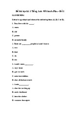 Đề thi học kỳ 1 môn Tiếng Anh lớp 9 năm học 2024 - 2025 | Bộ sách Friends Plus