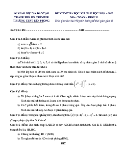 Đề thi HK1 Toán 11 năm 2019 – 2020 trường THPT Tân Phong – TP HCM