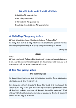 Giải SGK Tiếng Việt 5 trang 94 Bài 17: Đọc: Tấm gương tự học - Kết nối tri thức (Tập 1)