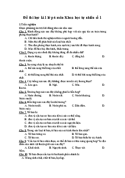Bộ đề thi học kì 1 Khoa học tự nhiên lớp 6 Chân trời sáng tạo năm 2023 - 2024