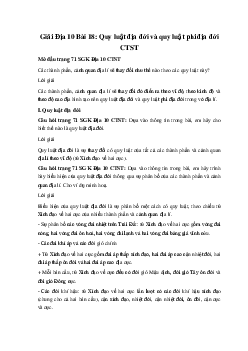 Giải Địa 10 Bài 18: Quy luật địa đới và quy luật phi địa đới CTST( có đáp án)