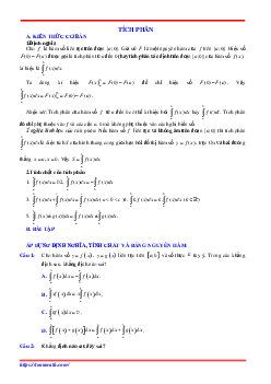 Bài tập trắc nghiệm tích phân có đáp án và lời giải Toán 12