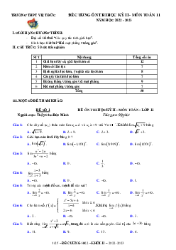 Đề ôn tập học kì 2 Toán 11 năm 2022 – 2023 trường THPT Việt Đức – Hà Nội
