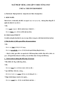 Ngữ pháp Unit 6 lớp 9 The Environment