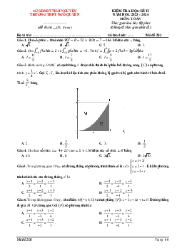 Đề thi cuối học kì 2 Toán 12 năm 2023 – 2024 trường THPT Ngô Quyền – Thái Nguyên